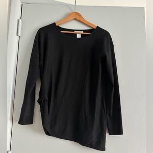 Like new design history long sleeve black asymmetric sweater with knot detail